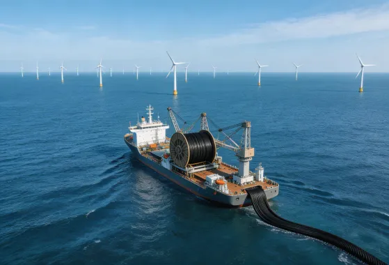Offshore wind farm cable installation